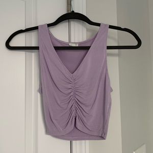 Ruched purple crop top